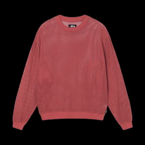 Stussy Cotton Mesh Long-Sleeve Crew Top Brick