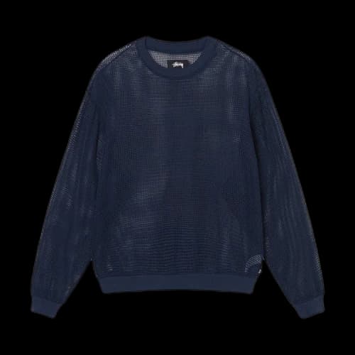 Stussy Cotton Mesh L/S Crew Navy
