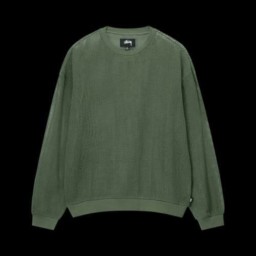 Stussy Cotton Mesh Long-Sleeve Crew 'Olive'
