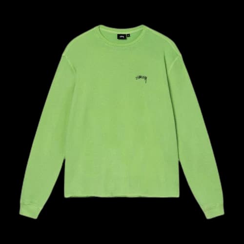 Stussy Light Waffle Knit LS Crew Lime