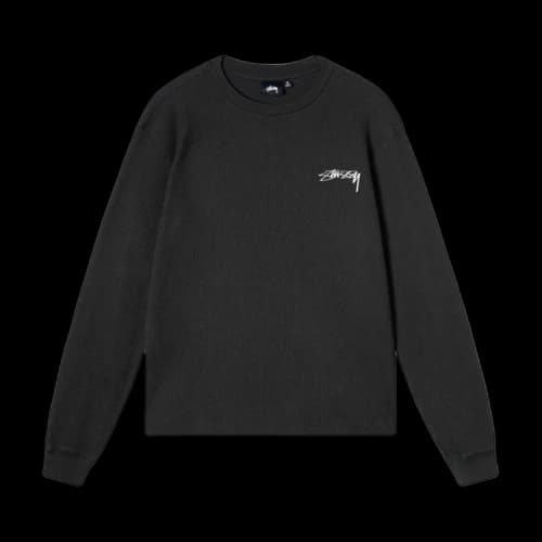 Stussy Lightweight Thermal Waffle LS Knit Black