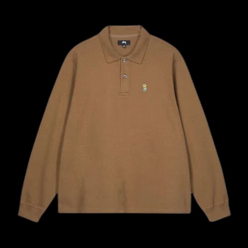 Stussy Long-Sleeve Rib Polo 'Light Brown'