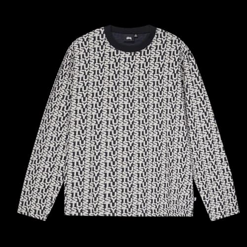 Stussy Letter Stripe Long-Sleeve Crew 'Black'