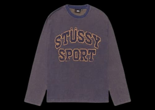 Stussy 2 Tone Cotton Mesh Crew Navy
