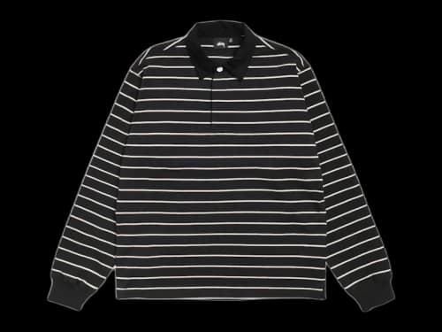 Stussy Pin Striped Rugby Black