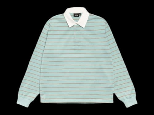 Stussy Pin Striped Rugby Blue