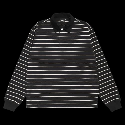 Stussy Striped Rugby Shirt 'Black'