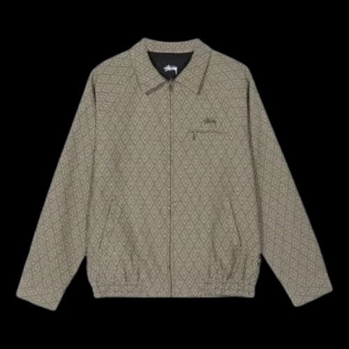 Stussy Bryan Diamond Rhombus Full Print Pattern Unisex Khaki Jacket
