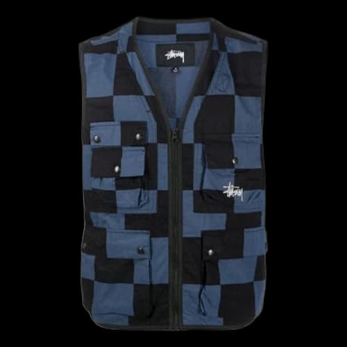 Stussy Utility Vest Plaid Casual Cargo Sleeveless