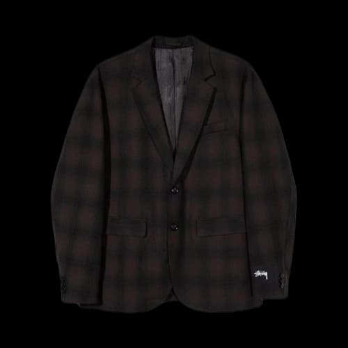 Stussy Shadow Plaid Sport Coat 'Black'