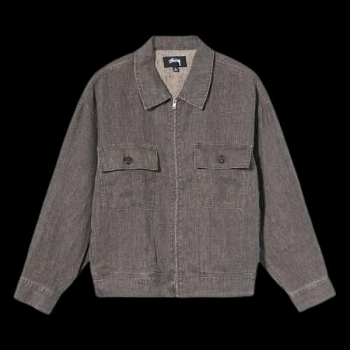 Stussy Boxy Linen Zip Jacket 'Charcoal'