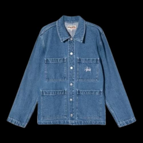 Stussy Unisex Embroidered Denim Jacket Blue