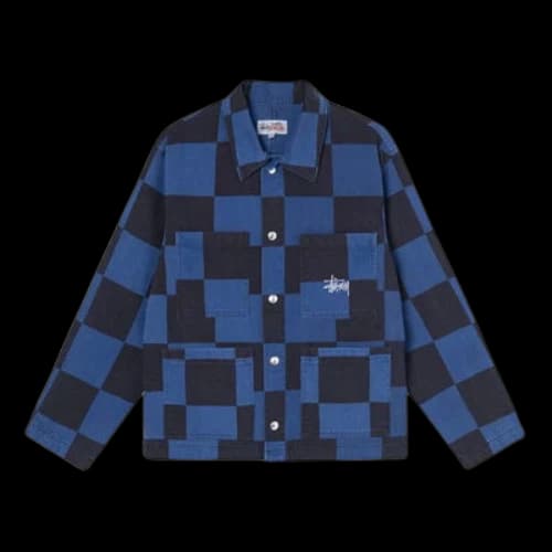 Stussy Unisex Big OL Check Chore Coat Jacket Blue
