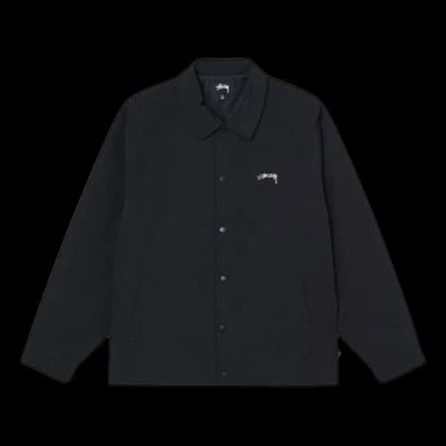 Stussy Smooth Stock Coach Jacket Logo Solid Color Unisex Black