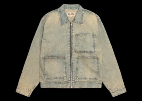 Stussy Denim Zip Work Jacket Beach Wash