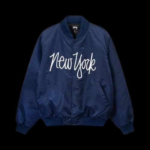 Stussy LA Chapter Satin Varsity Jacket 'Navy'