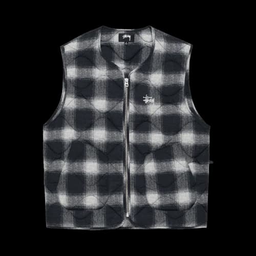 Stussy Plaid Nylon Liner Vest 'Black'