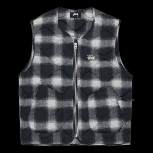 Stussy Plaid Nylon Liner Vest 'Black'