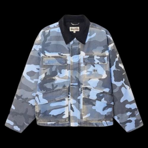 Stussy Spray Dye Canvas Jacket 'Blue Camo'