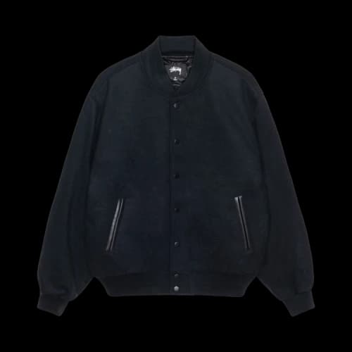 Stussy Sport Melton Varsity Jacket 'Black'