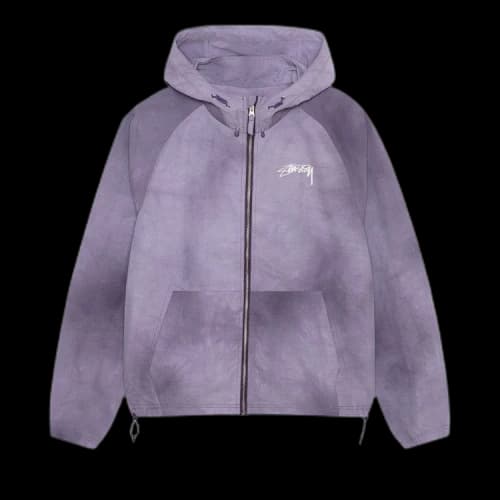 Stussy Beach Shell Wave Dye Zip Hoodie 'Grape'