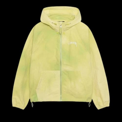 Stussy Beach Shell Wave Dye Zip Hoodie 'Lime'