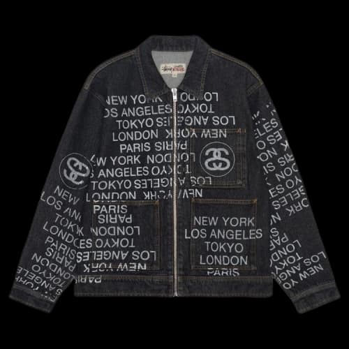 Stussy City Link Denim Zip Work Jacket 'Washed Black'