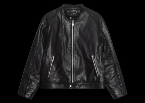 Stussy Cafe Racer Leather Jacket Lime