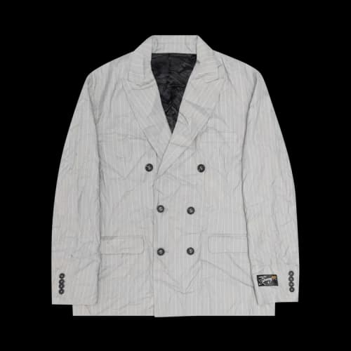 Stussy Wrinkled Stripe Double-Breasted Blazer 'Grey'