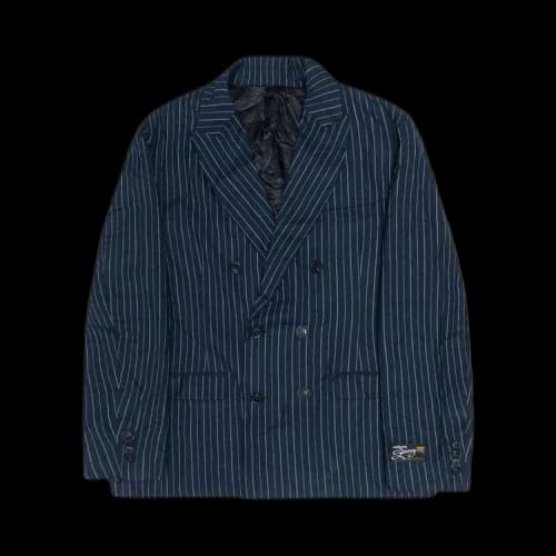 Stussy Wrinkled Stripe Double-Breasted Blazer Navy