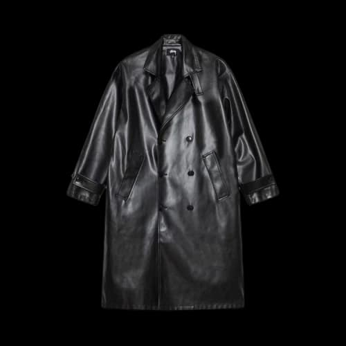 Stussy Double Breasted Trench Coat Black