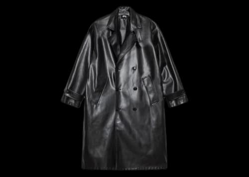Stussy Double Breasted Trench Coat Black