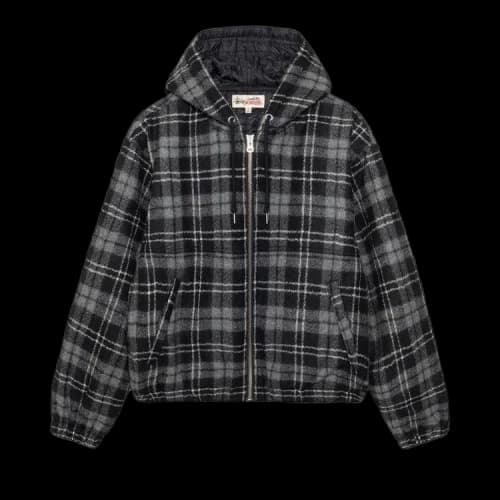 Stussy Wool Plaid Work Jacket Charcoal