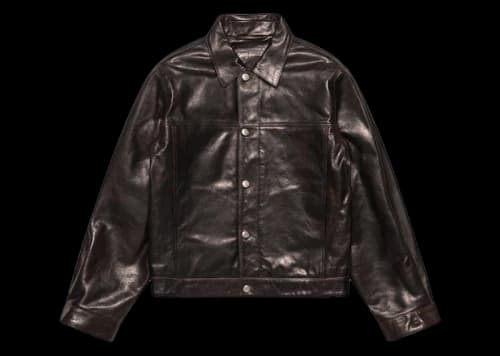 Stussy Trucker Leather Jacket Dark Brown