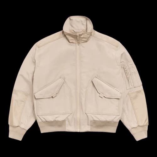 Stussy Mock Neck Flight Bomber Jacket Khaki