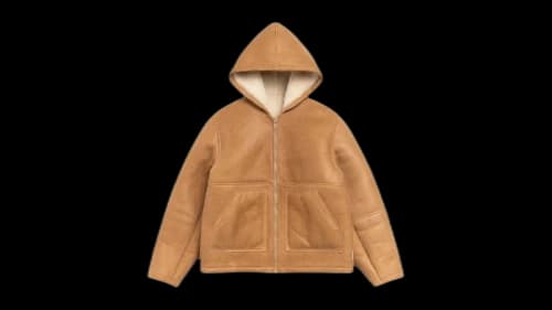 Stussy Shearling Hooded Jacket Tan