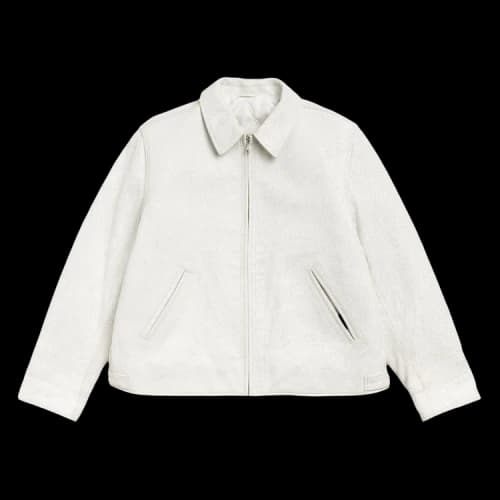 Stussy Garage Jacket Cracked Leather 'White'