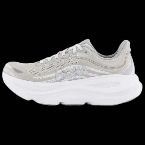 HOKA ONE ONE Bondi 9 Abrasion Resistant Breathable Running Shoes Men's Gray Silver White
