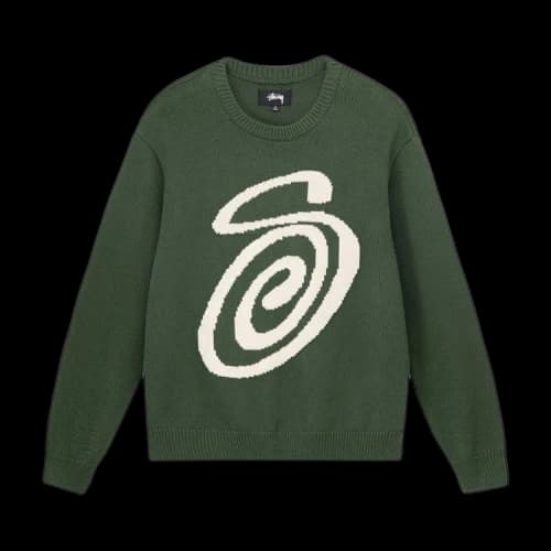 Stussy Curly S Sweater 'Green'
