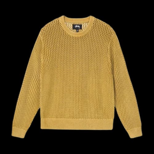 Stussy Pigment Dyed Loose Gauge Sweater Gold