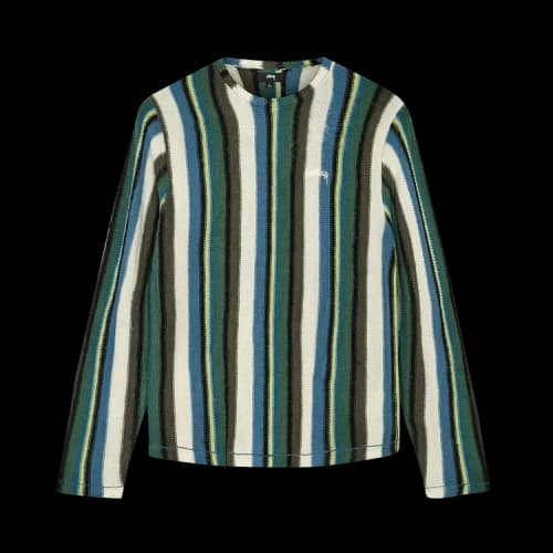Stussy Vertical Striped Knit Crew 'Green'