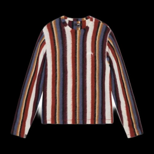 Stussy Vertical Striped Knit Crew Rust