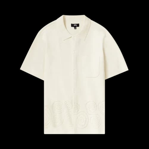 Stussy Perforated Swirl Knit Shirt 'Natural'