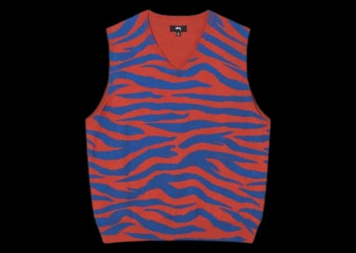 Stussy Tiger Printed Sweater Vest Red
