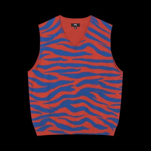 Stussy Tiger Printed Sweater Vest 'Red'