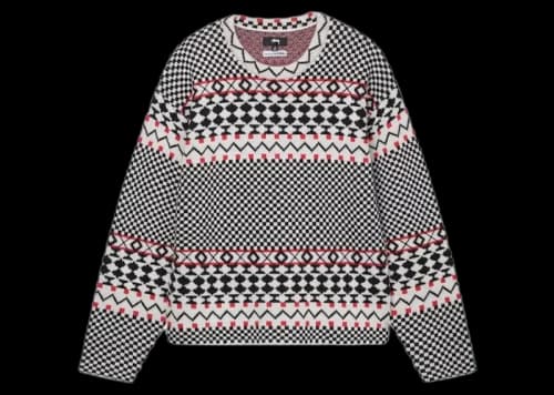 Stussy Jacquard Crew Knitwear Black