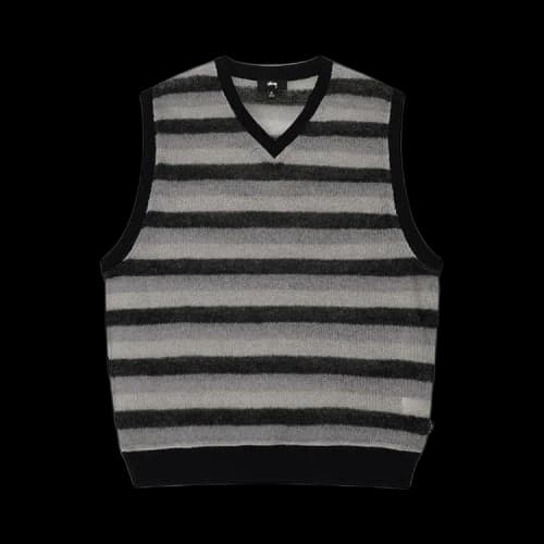 Stussy Striped Sweater Vest Black