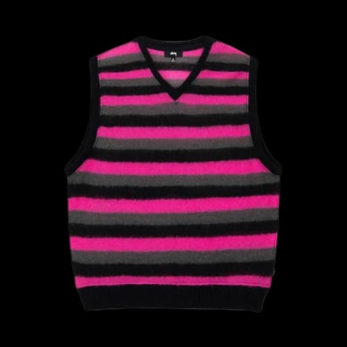Stussy Striped Sweater Vest Pink