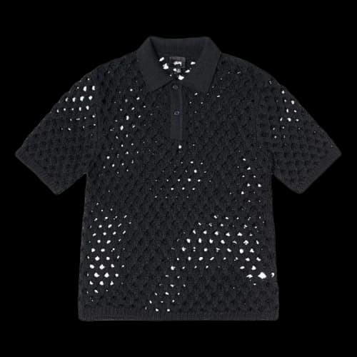 Stussy Big Mesh Polo Sweater 'Black'
