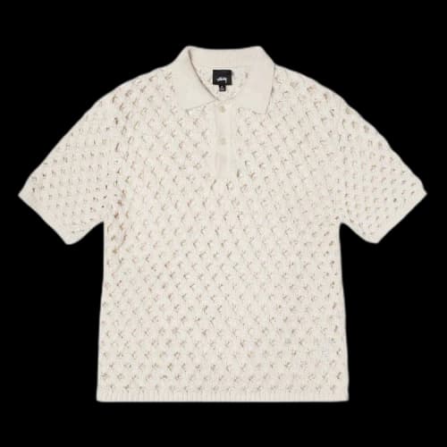 Stussy Big Mesh Polo Sweater 'Ivory'